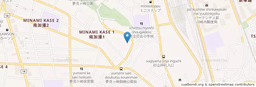 Mapa de ubicacion de 川崎市立幸図書館日吉分館 en Japón, Prefectura De Kanagawa, Kawasaki, 幸区.