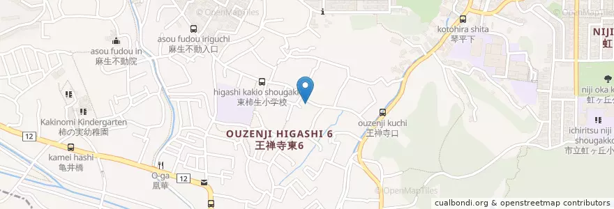 Mapa de ubicacion de 川崎東柿生郵便局 en Japan, Kanagawa Prefecture, Kawasaki, Asao Ward.