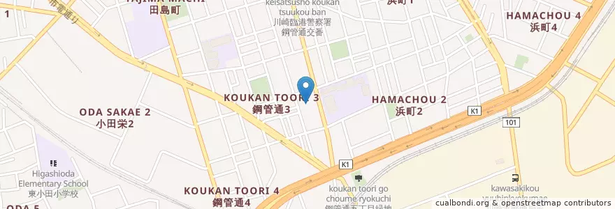 Mapa de ubicacion de 川崎渡田郵便局 en 일본, 가나가와현, 川崎市, 川崎区.