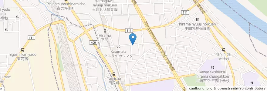 Mapa de ubicacion de 川崎田尻郵便局 en اليابان, كاناغاوا, 川崎市, 幸区.