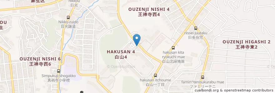 Mapa de ubicacion de 川崎白山郵便局 en Japan, 神奈川県, 川崎市, 麻生区.
