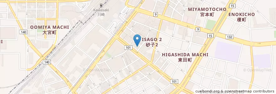 Mapa de ubicacion de 川崎砂子郵便局 en Japonya, 神奈川県, 川崎市, 川崎区.