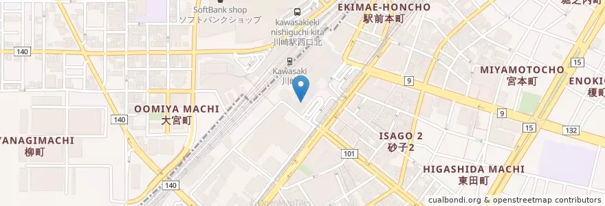 Mapa de ubicacion de 川崎警察署川崎駅前交番 en Japan, 神奈川県, 川崎市.
