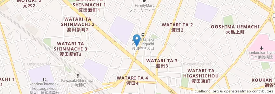Mapa de ubicacion de 川崎警察署渡田交番 en Japan, Präfektur Kanagawa, 川崎市, 川崎区.