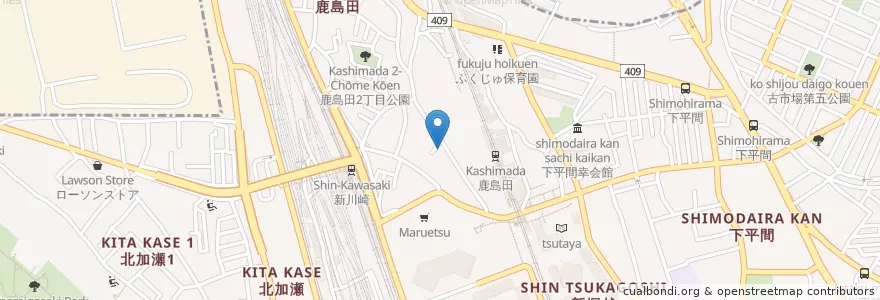 Mapa de ubicacion de 川崎鹿島田郵便局 en اليابان, كاناغاوا, 川崎市, 幸区.