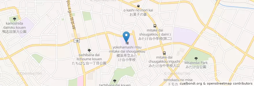 Mapa de ubicacion de 横浜市立みたけ台小学校 en 日本, 神奈川縣, 横滨市, 青葉区.