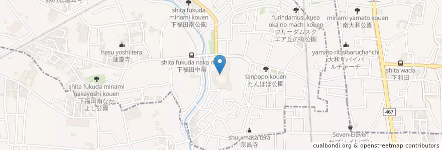 Mapa de ubicacion de 市立下福田中学校 en 일본, 가나가와현, 大和市.