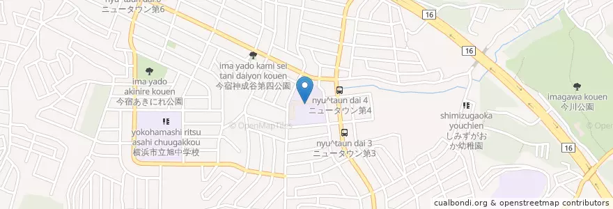 Mapa de ubicacion de 横浜市立中沢小学校 en Japan, 神奈川県, Yokohama, 旭区.