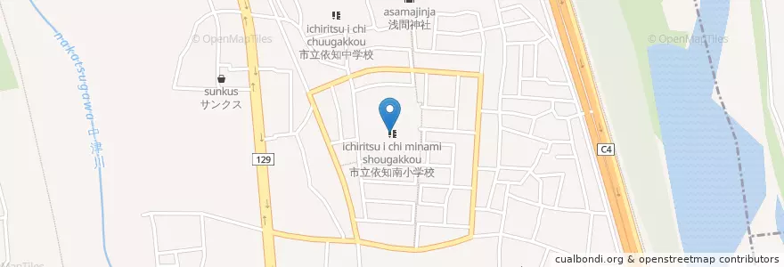 Mapa de ubicacion de 市立依知南小学校 en 일본, 가나가와현, 厚木市.