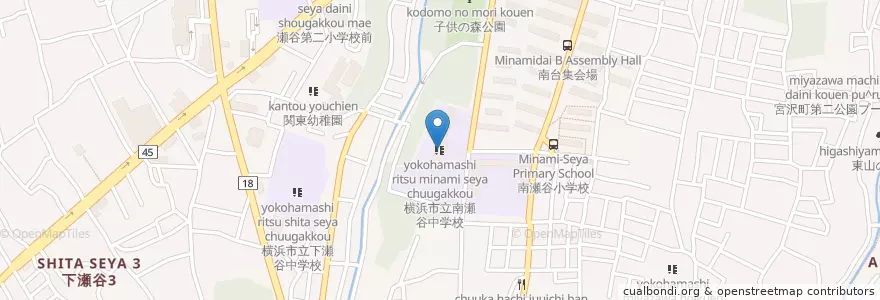 Mapa de ubicacion de 横浜市立南瀬谷中学校 en Japan, Präfektur Kanagawa, Yokohama, 瀬谷区.