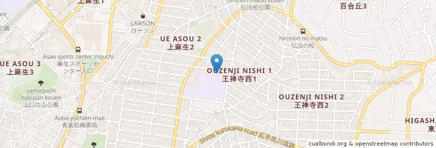 Mapa de ubicacion de 市立南百合丘小学校 en Japón, Prefectura De Kanagawa, Kawasaki, 麻生区.