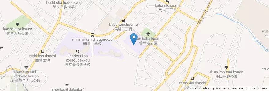 Mapa de ubicacion de 市立南菅小学校 en Japón, Prefectura De Kanagawa, Kawasaki, Tama.