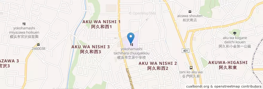 Mapa de ubicacion de 横浜市立原中学校 en Japan, Präfektur Kanagawa, Yokohama, 瀬谷区.