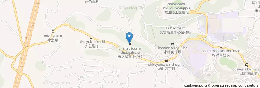 Mapa de ubicacion de 市立城南中学校 en 일본, 가나가와현, 小田原市.