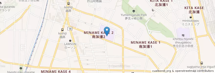 Mapa de ubicacion de 市立夢見ヶ崎小学校 en 日本, 神奈川県, 川崎市, 幸区.