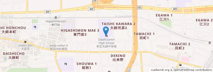 Mapa de ubicacion de 市立大師中学校 en 日本, 神奈川縣, 川崎市, 川崎区.