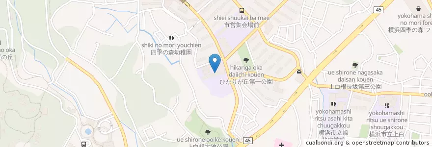 Mapa de ubicacion de 横浜市立四季の森小学校 en 일본, 가나가와현, 요코하마시, 旭区.