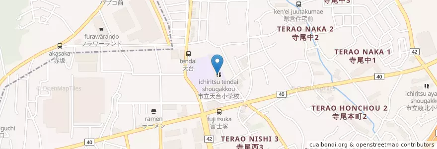Mapa de ubicacion de 市立天台小学校 en اليابان, كاناغاوا, 綾瀬市.