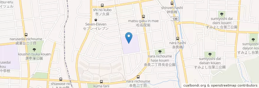 Mapa de ubicacion de 横浜市立奈良の丘小学校 en 일본, 가나가와현, 요코하마시, 青葉区.