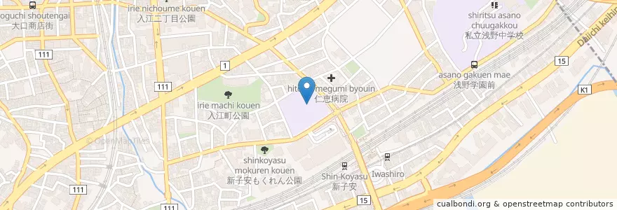 Mapa de ubicacion de 横浜市立子安小学校 en Japan, Präfektur Kanagawa, Yokohama, 神奈川区.