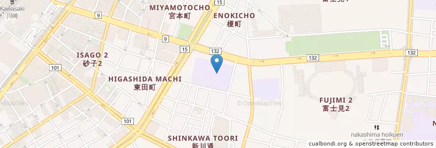 Mapa de ubicacion de 市立宮前小学校 en Japon, Préfecture De Kanagawa, Kawasaki, 川崎区.