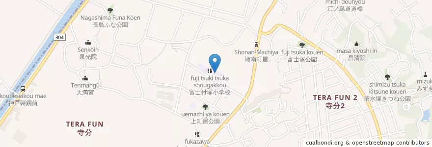 Mapa de ubicacion de 市立富士塚小学校 en Japón, Prefectura De Kanagawa, 鎌倉市.