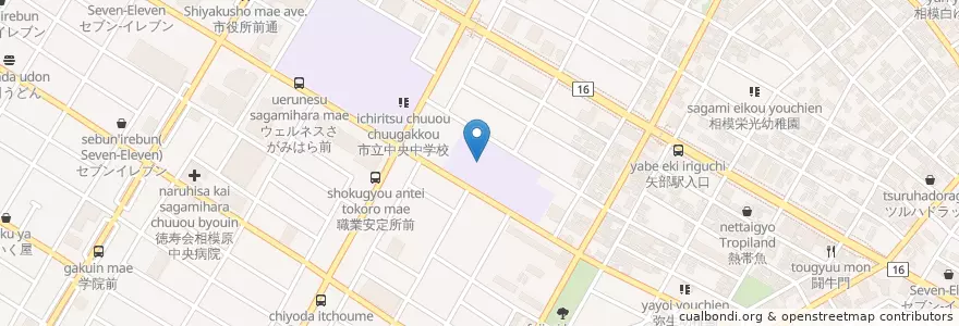 Mapa de ubicacion de 市立富士見小学校 en Japonya, 神奈川県, 相模原市, 中央区.