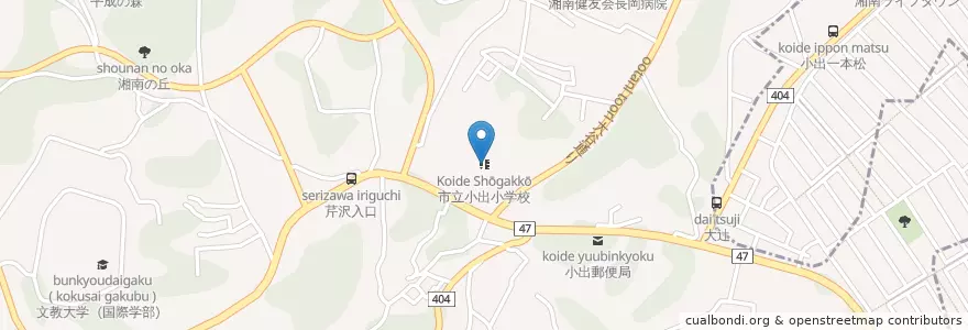 Mapa de ubicacion de 市立小出小学校 en Jepun, 神奈川県, 茅ヶ崎市.
