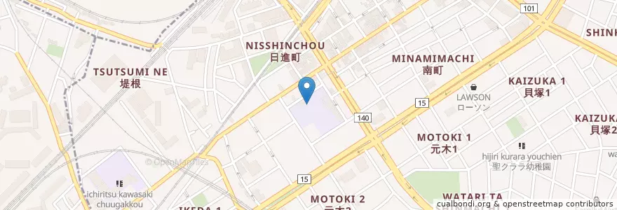 Mapa de ubicacion de 市立川崎小学校 en Giappone, Prefettura Di Kanagawa, 川崎市, 川崎区.