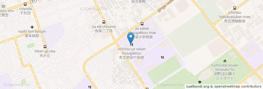 Mapa de ubicacion de 市立弥栄中学校 en 日本, 神奈川県, 相模原市, 中央区.