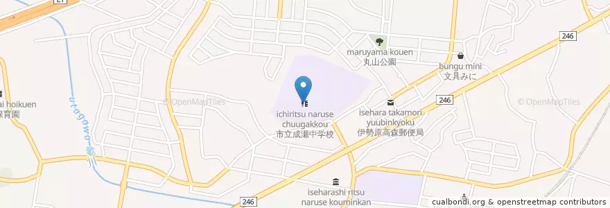 Mapa de ubicacion de 市立成瀬中学校 en Japón, Prefectura De Kanagawa, 伊勢原市.