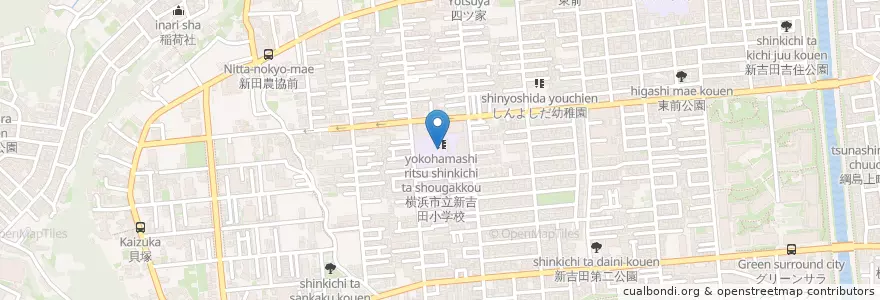 Mapa de ubicacion de 市立新吉田小学校 en Jepun, 神奈川県, 横浜市, 港北区.