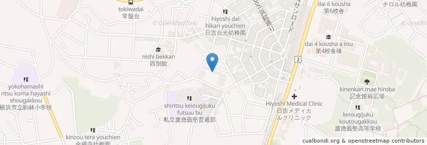 Mapa de ubicacion de 横浜市立日吉台小学校 en Japão, 神奈川県, 横浜市, 港北区.