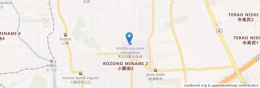 Mapa de ubicacion de 市立早園小学校 en Япония, Канагава, Аясе.