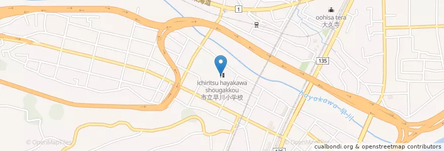 Mapa de ubicacion de 市立早川小学校 en 日本, 神奈川県, 小田原市.