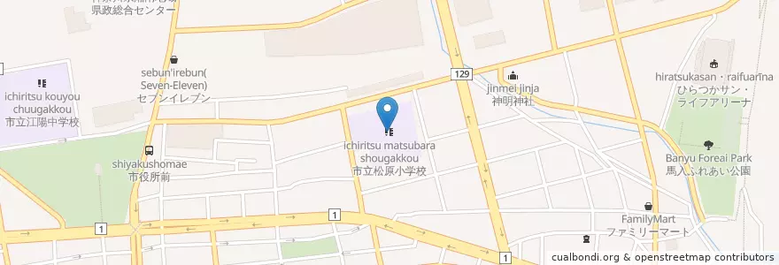 Mapa de ubicacion de 市立松原小学校 en Japón, Prefectura De Kanagawa, 平塚市.