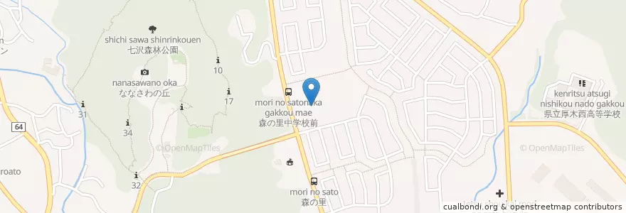 Mapa de ubicacion de 市立森の里中学校 en Japão, 神奈川県, 厚木市.