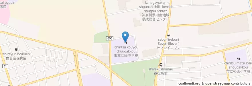 Mapa de ubicacion de 市立江陽中学校 en ژاپن, 神奈川県, 平塚市.