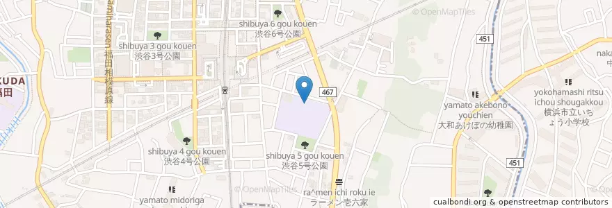 Mapa de ubicacion de 市立渋谷小学校 en Япония, Канагава, Ямато.