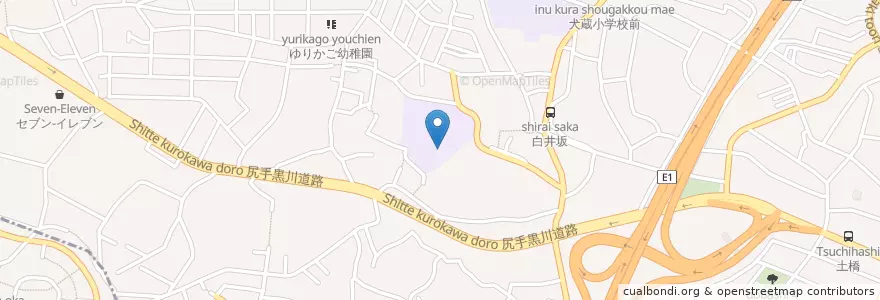 Mapa de ubicacion de 市立犬蔵中学校 en Japan, Kanagawa Prefecture, Kawasaki, Miyamae Ward.