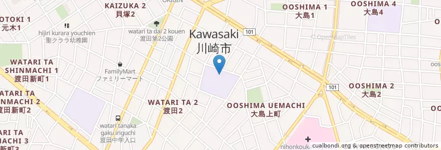 Mapa de ubicacion de 川崎市立田島小学校 en 日本, 神奈川県, 川崎市, 川崎区.