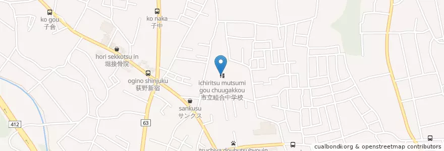 Mapa de ubicacion de 市立睦合中学校 en ژاپن, 神奈川県, 厚木市.