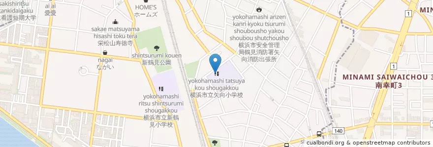 Mapa de ubicacion de 横浜市立矢向小学校 en 日本, 神奈川縣, 横滨市, 鶴見区.