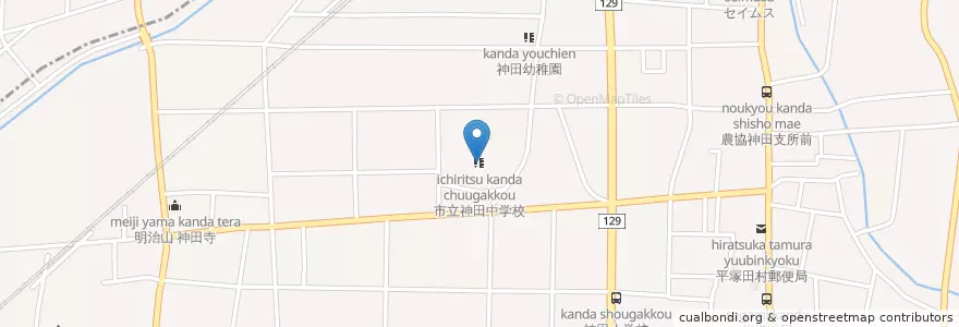 Mapa de ubicacion de 市立神田中学校 en ژاپن, 神奈川県, 平塚市.