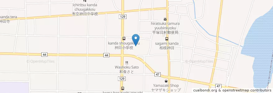 Mapa de ubicacion de 市立神田小学校 en 日本, 神奈川県, 平塚市.