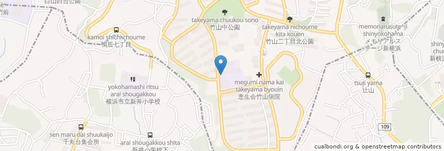 Mapa de ubicacion de 横浜市立竹山小学校 en Jepun, 神奈川県, 横浜市.