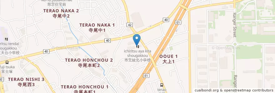 Mapa de ubicacion de 市立綾北小学校 en ژاپن, 神奈川県, 綾瀬市.