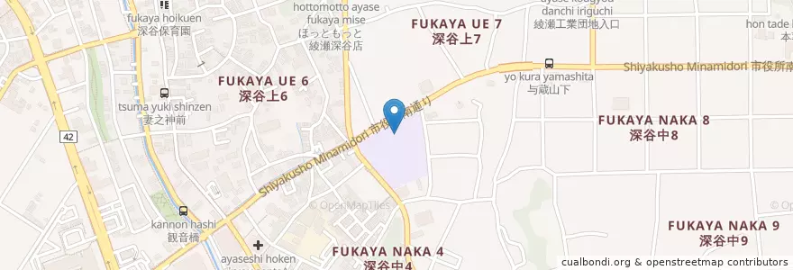 Mapa de ubicacion de 市立綾瀬小学校 en Japon, Préfecture De Kanagawa, 綾瀬市.