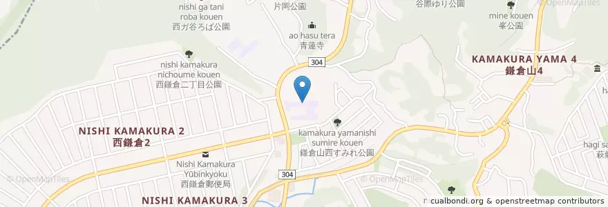 Mapa de ubicacion de 市立西鎌倉小学校 en Jepun, 神奈川県, 鎌倉市.