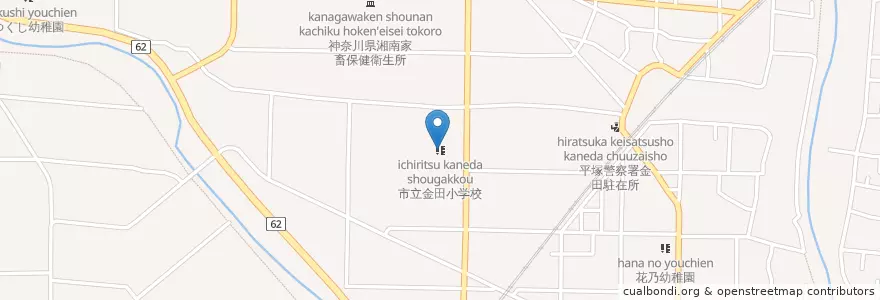 Mapa de ubicacion de 市立金田小学校 en Japão, 神奈川県, 平塚市.